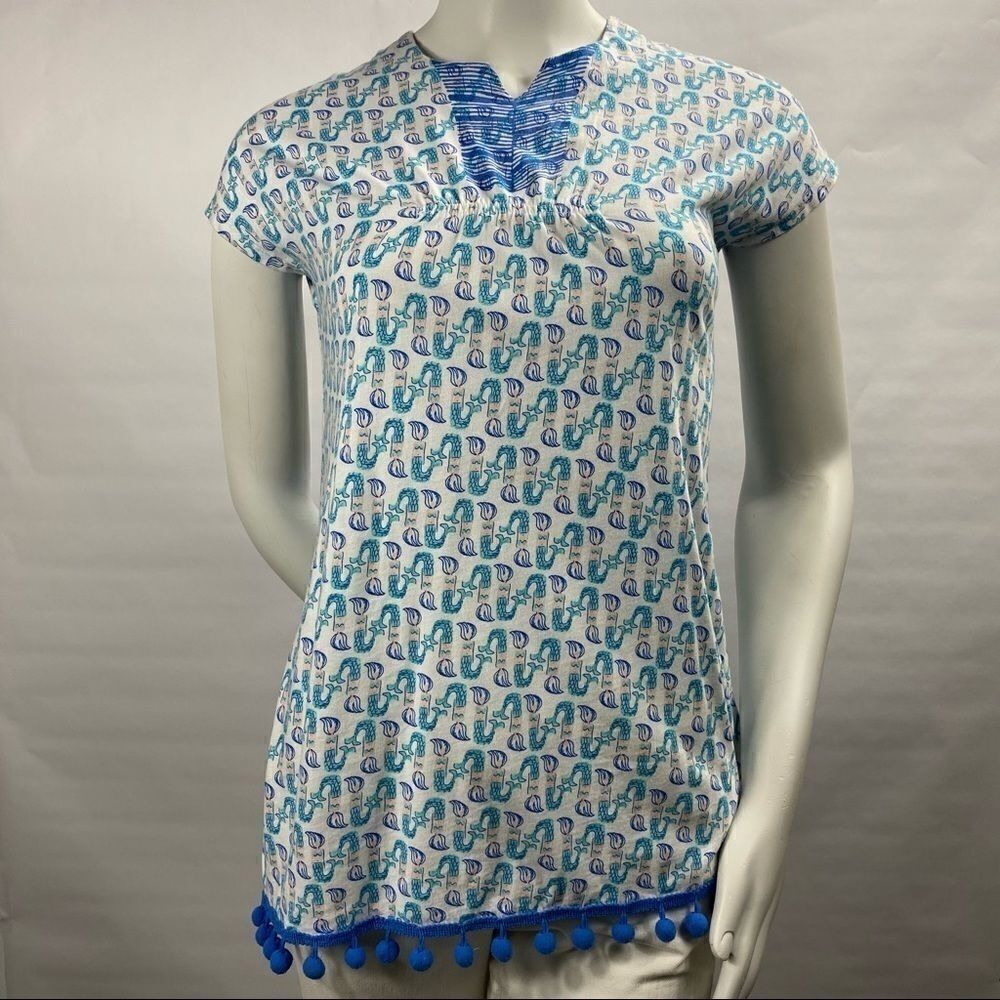 3For$20 HUE Mermaid Tassel Top Blue/White size: small